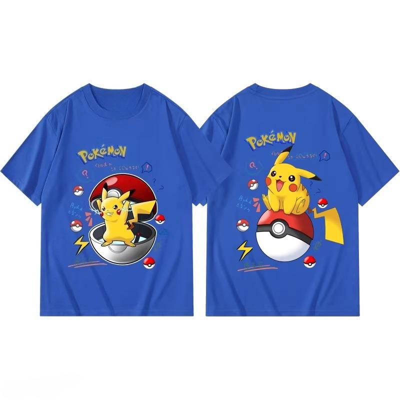 Potdemiel Summer New Pikachu Print Childrens Cotton TShirt Boys and Girls Comfortable and Breathable Childrens TShirt