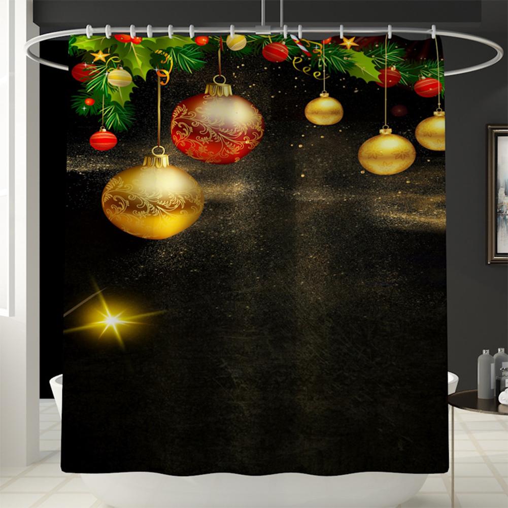 Christmas Series Shower Curtain Rug Lid Toilet Cover Mat Bath Mat Set Bathroom Supplies