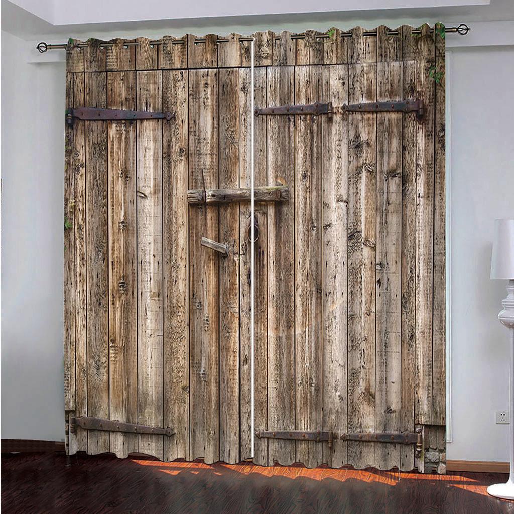 

Деревянные шторы для украшения дверей, цифровая 3D-печать, шторы с карманами на штанге, гостиная, офис, домашний декор, новая мода, 2 шт. Small2x25W60H(CM)&Grommet Top