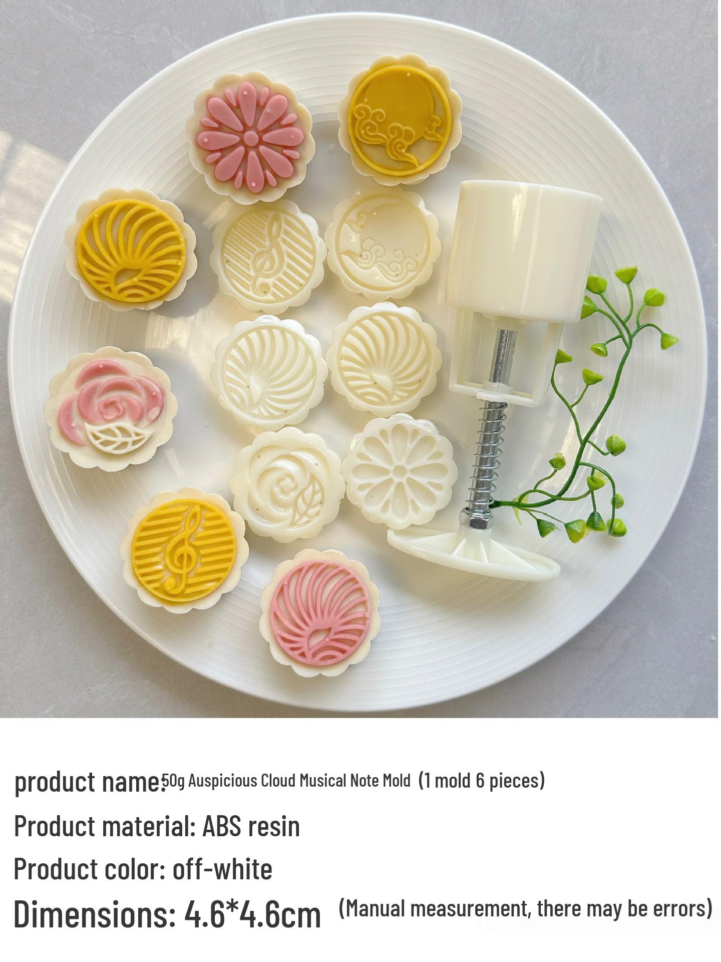 50g Round Floral Animal Pattern Mooncake Mung Bean Pastry Mold Set