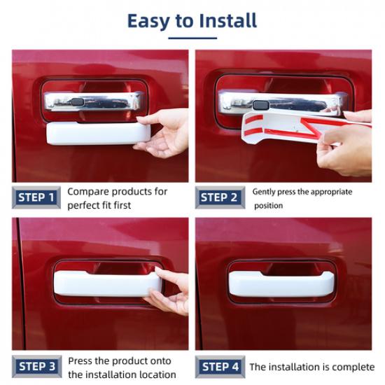 For 2015-20 Ford F150 Door Handle COVERS TRIM SHELL CAP Wo Smart Key Hole WHITE