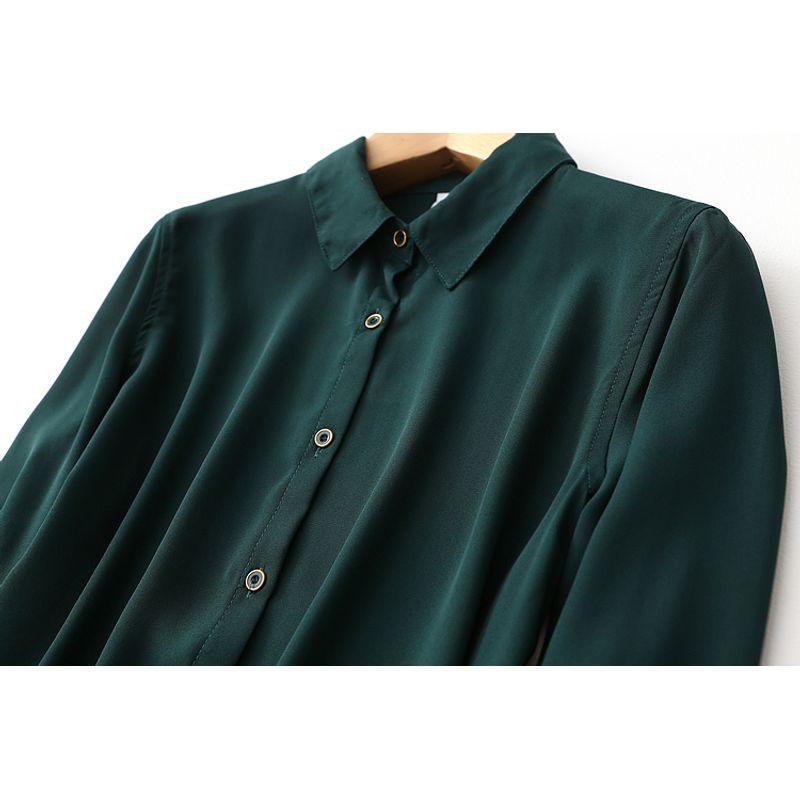 Export Export Three Standard Qi Minimalist Easiest for Match Fancy Pure Color Customer Supply Long Sleeves Chiffon Shirt Female Large Sizes Availiable