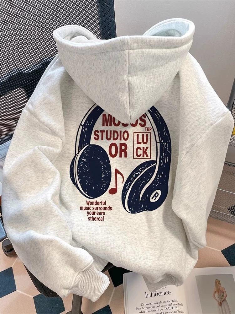 Heavy silver fox velvet thickened sweater jacket female couple ins brand retro Hong Kong style hoodie
