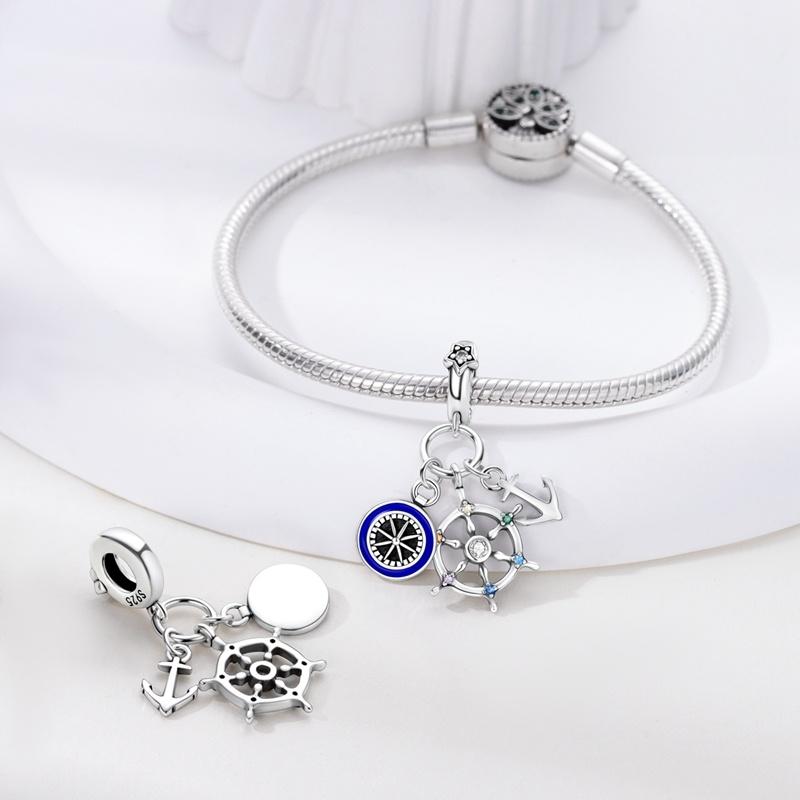 Copper Beaded Pendant Shiny Blue Zircon Star Original 3Mm Bracelet Women Fine Jewelry