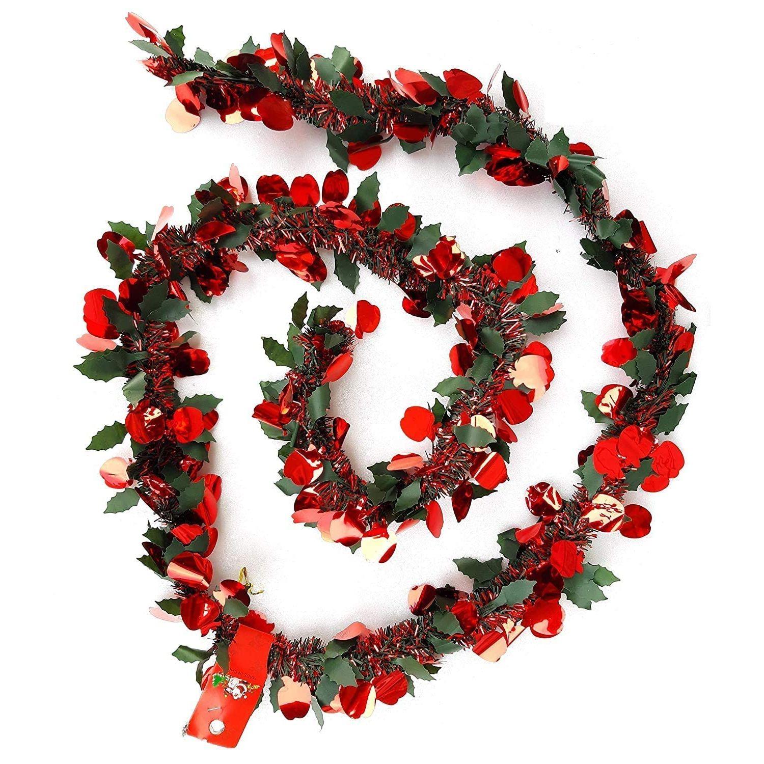 

1 шт. Искусственное красное яблоко, зеленые листья, мишура, рождественские гирлянды, лента для Рождества