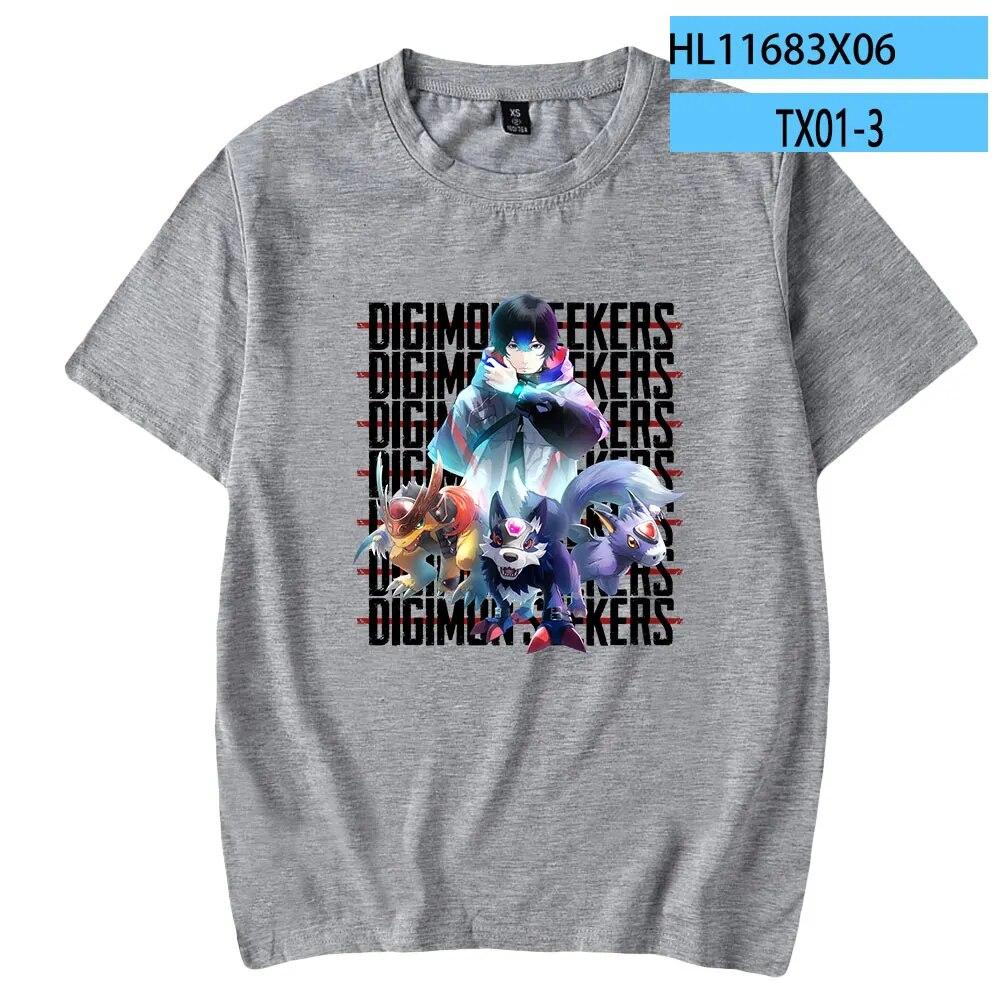 Digimon Adventure Anime 2023 Neues Digimon Seekers T-Shirt Crewneck Kurzarm T-Shirt Damen Unisex T-Shirt Harajuku Kleidung Unisex