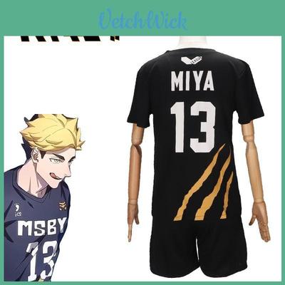 Uniforme de Cosplay Haikyuu Camiseta del Equipo Lobo Negro Poliéster Cómodo Manga Corta