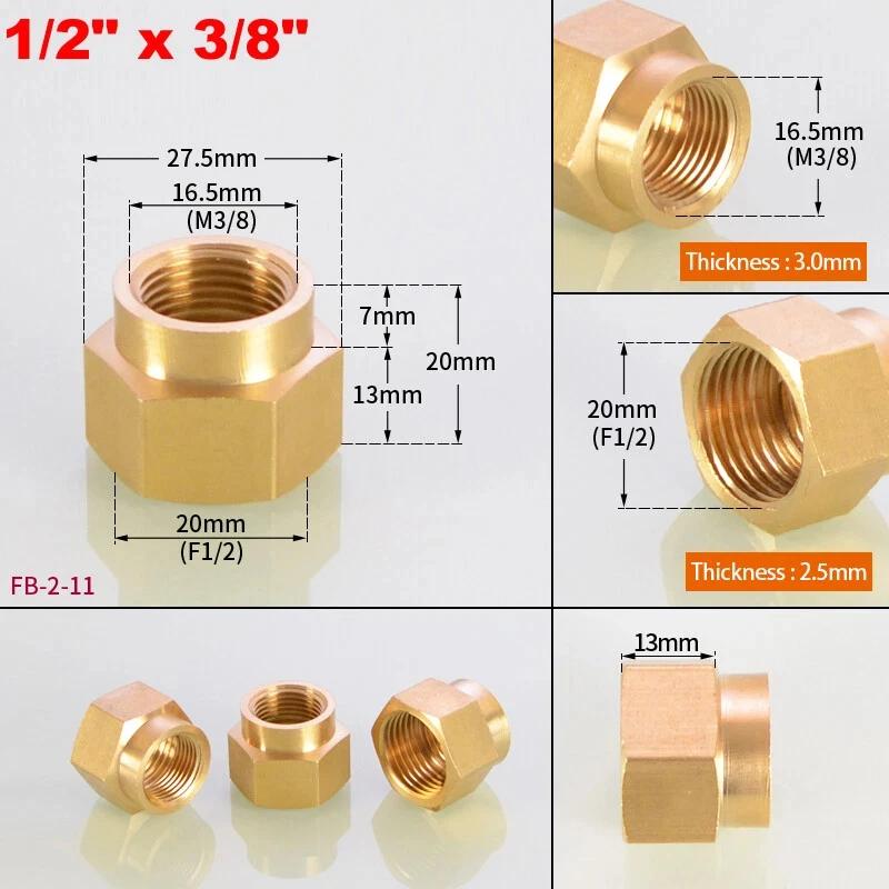 1~10pcs Brass Female Reducing Sleeve 1/8" 1/4" 3/8" 1/2" 3/4" 1" BSP Female Thread Hex Pipe Fitting For Water Fuel Gas