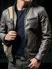 New men's slim-fit PU leather jacket stand-up collar locomotive jacket spring and autumn fashion trendy coat