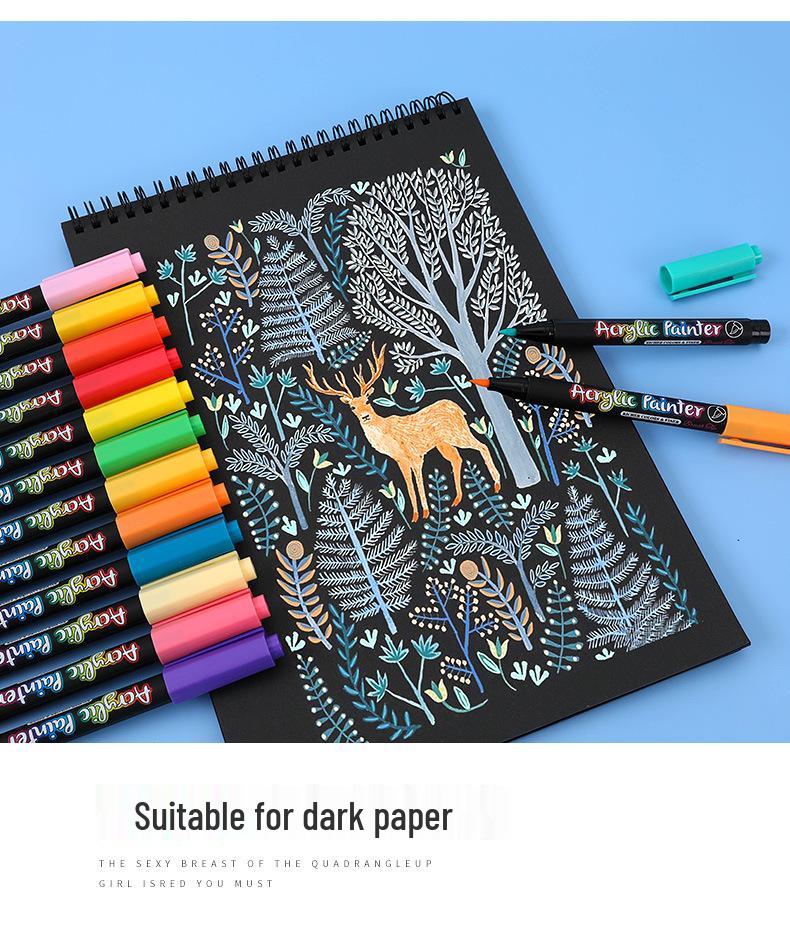 Guan Na 7100 Water-Based Acrylic Marker Set - 36 Color Soft Tip for Stone & Doodle Painting