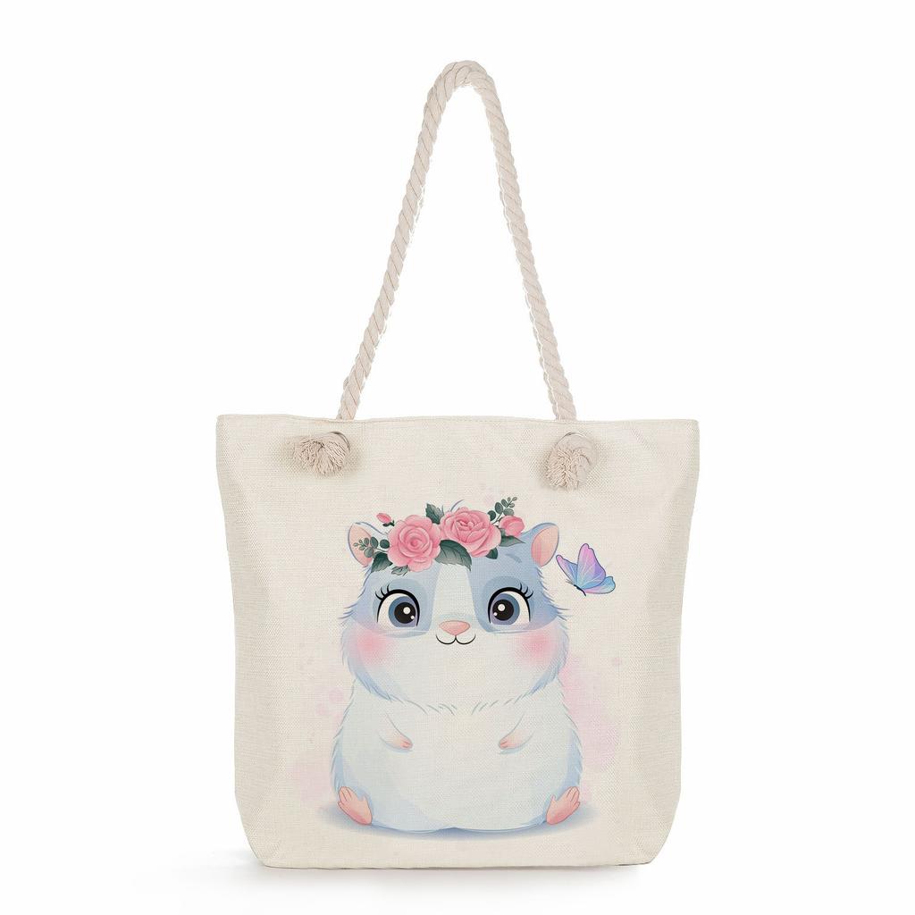 Animal print thick rope single-shoulder beach bag 7286 CLE