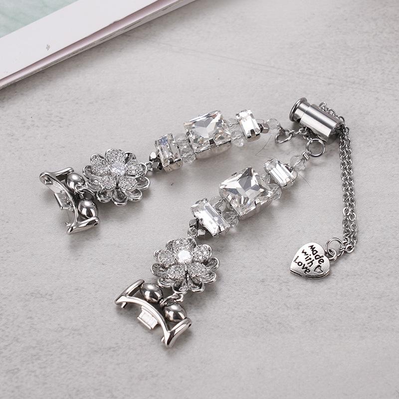 Compatible Silver White Diamond Style Chain Bracelet for Apple Watch Series 9 to 4