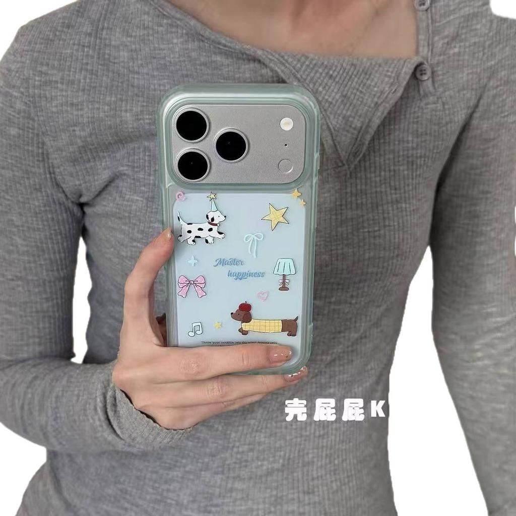 Cute semi-transparent cat and dog ins15 for iPhone17promax Apple 16pro mobile phone case 15pro
