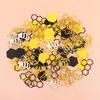 100PCS Bee Confetti Bee Dot Stripes Yellow Black Circle Honeycomb Hexagon Confetti for Baby Shower Themed Bee Birthday Table Decoration Supplies