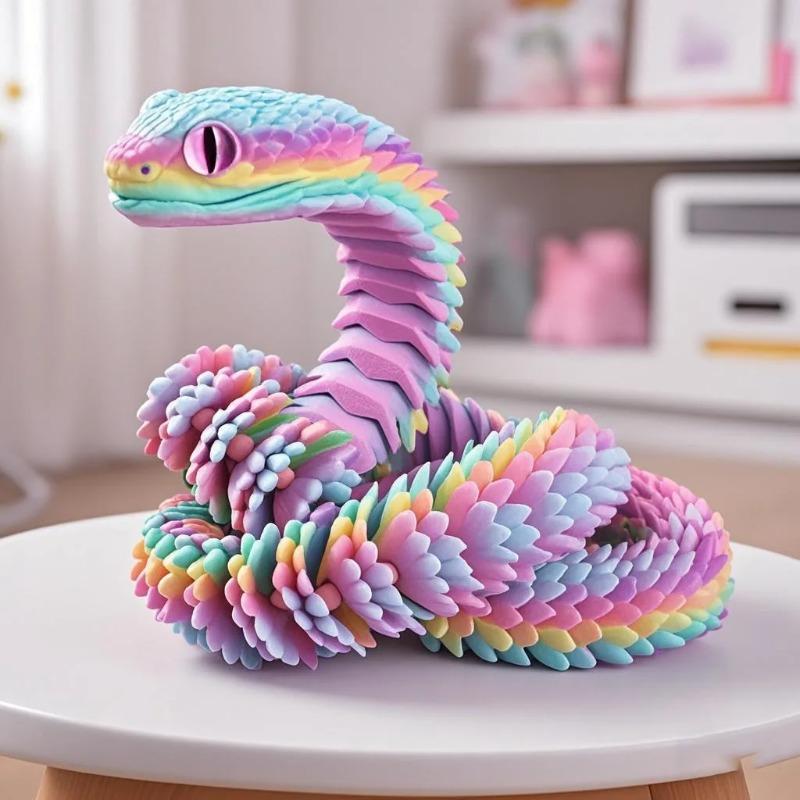 3D Printed Snake Desktop Articulated Snake Collectibles Creative Snake Model Sensory Toys Desktop Ornament 3D Printed Toys 30cm