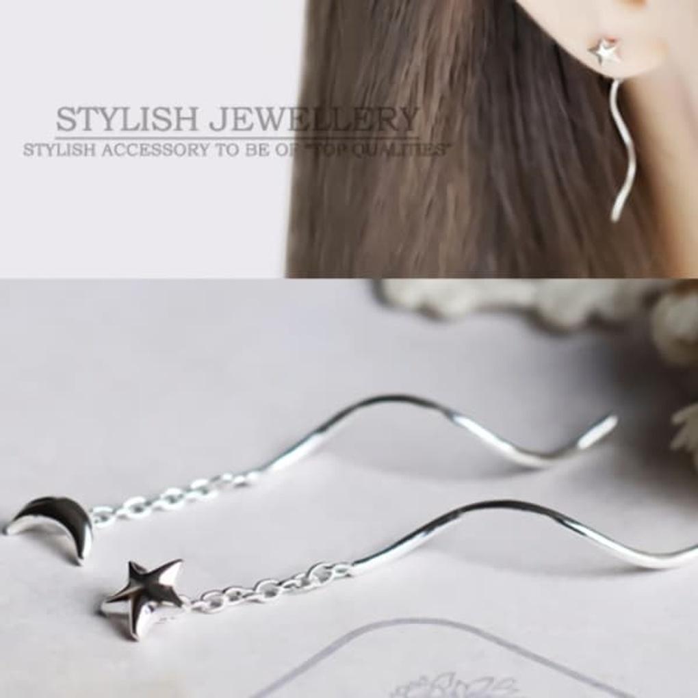Women's Silver Needle Earrings Daily W138