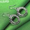 925 Sterling Silver Vintage Octagonal Openwork Earrings - Stylish Evening Jewelry