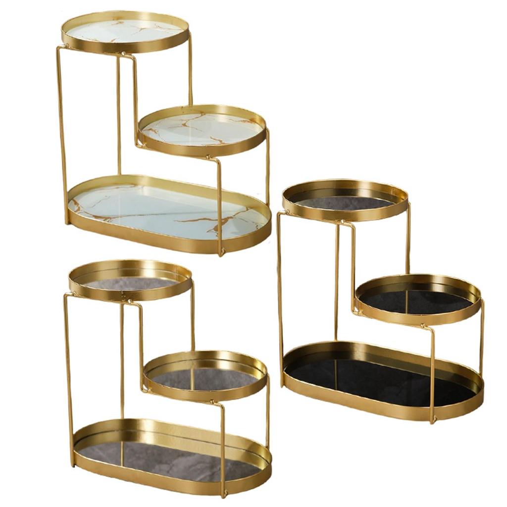 Bathroom Storage Tray Triple Tier Iron Glass Organizer Countertop Shelf for Bathroom Accessories Home Decor