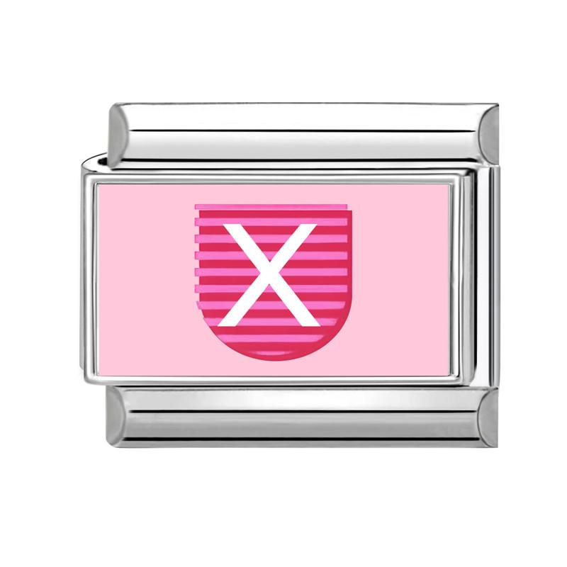 New Lovely 26 English Letter Pink Italian Charm Links Fit 9MM Stainless Steel Bracelet Women Men DIY Birthday Making Gift