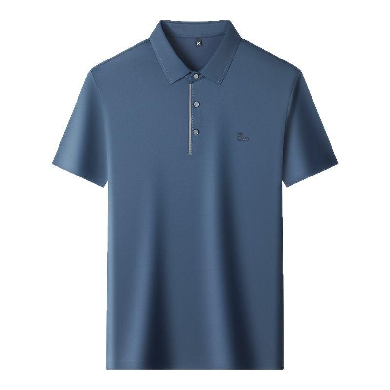 Men'S Lapel Short-Sleeved Seamless T-Shirt With Clothes Thin No-Iron Polo Shirt