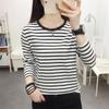 Women's Plus Size Striped Long Sleeve Cotton T-Shirt - Autumn Collection for Middle-Aged Moms