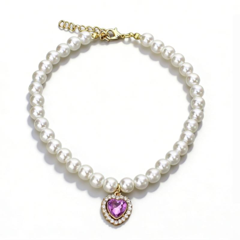 Adjustable Cat Collar with High Simulation Pearls Cute Exquisite Summer Necklace for Kittens Pet Supplies with Neck Decoration