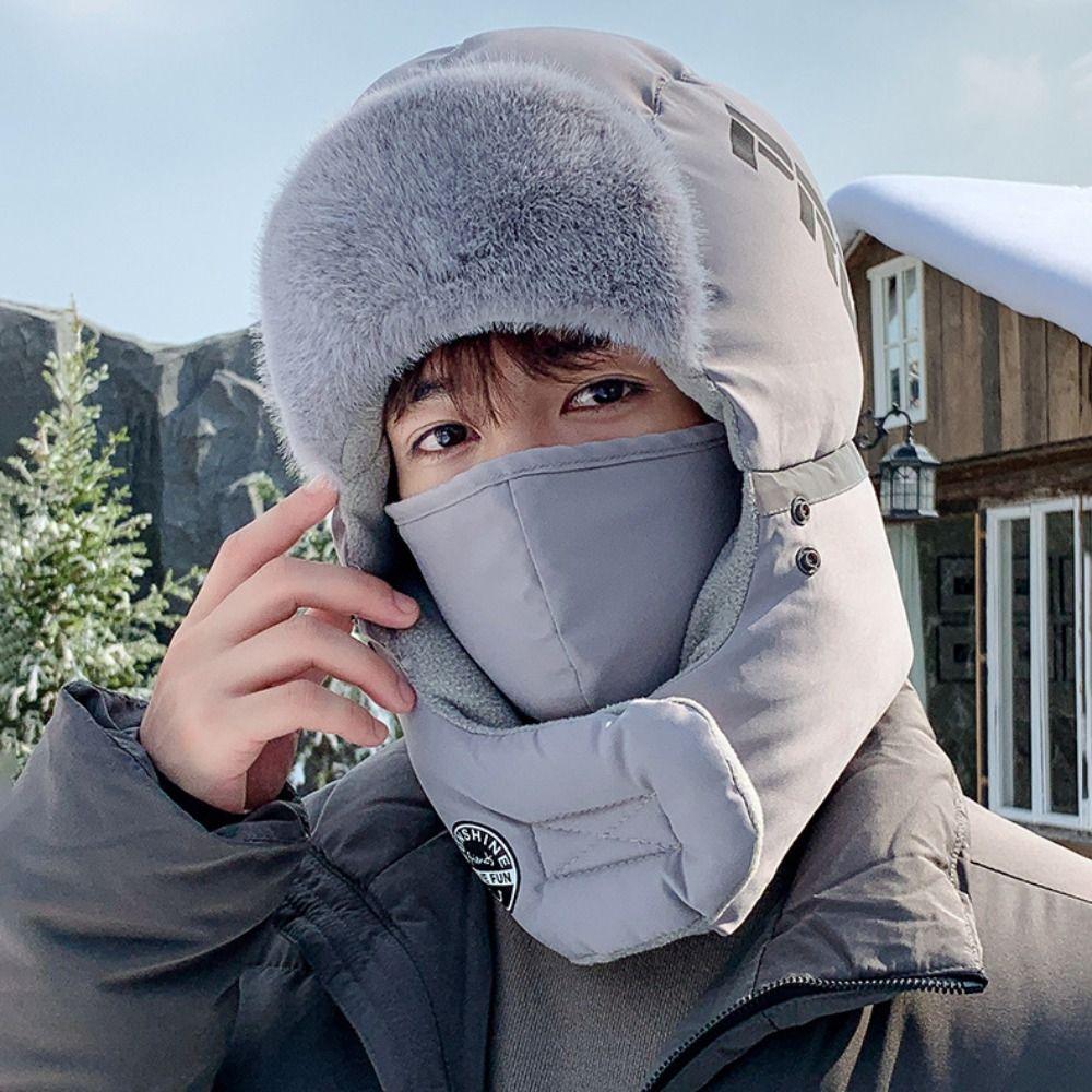 Cold-proof Plush Thermal Trapper Hat Cold Protection Windproof Beanies Head Cover  Winter Warm