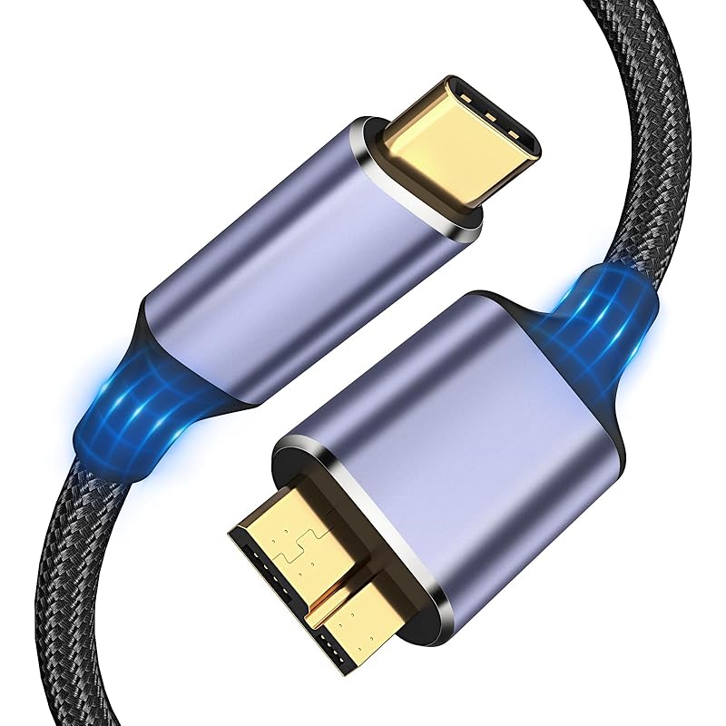 USB 3.1 Micro B to USB C Hard Drive Cables, 3.3FT 10 Gbps USB C to Micro B, External Hard Drive Cable Compatible with MacBook Pro/Air, iPad/Tablet, 1FT