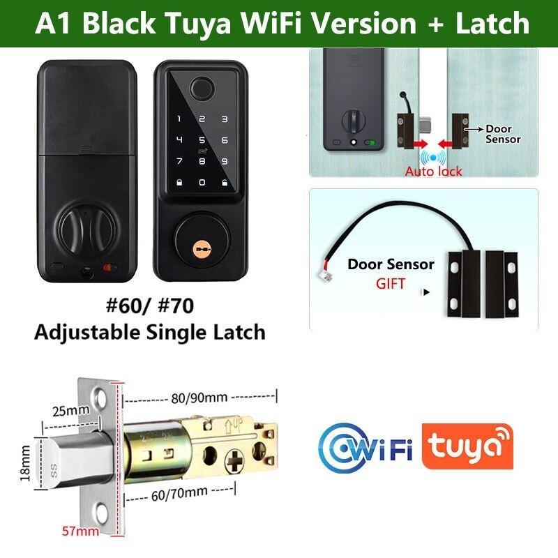 A1 TT Lock/ Tuya WiFi Auto Fingerprint Digital Electronic Door Lock With Door Sensor Password/IC Card/APP/Key Smart Door Lock