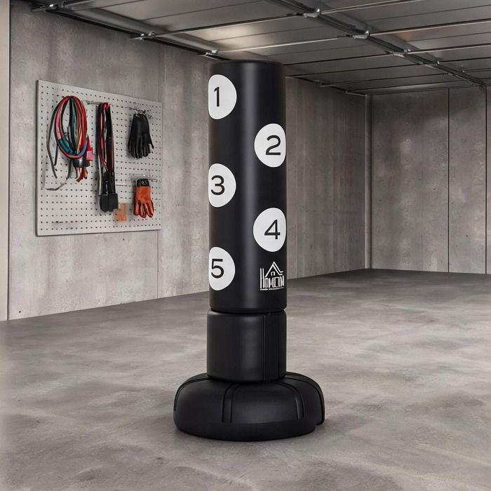 176 cm Freestanding Black HDPE Punching Bag for Beginner and Professional Boxing and Kickboxing