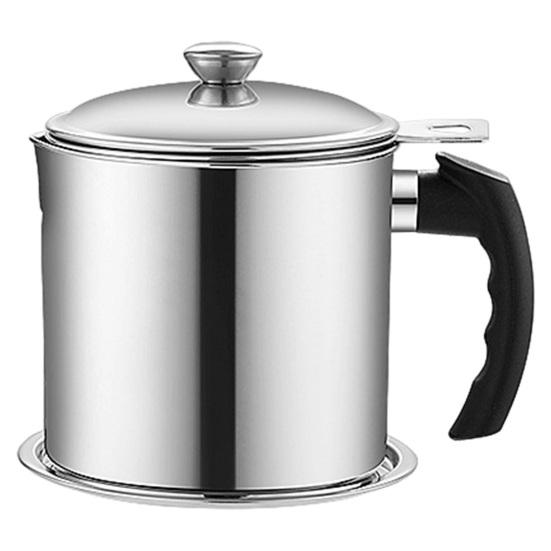 Stainless Steel Oil Can Container with Fine Filter Frying Oil Saver серебряный