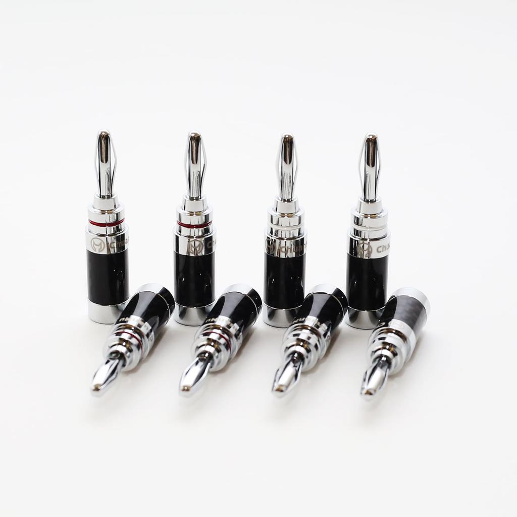 No-brand product Banana Rhodium Carbon Speaker Cable Connectors KawakiHigh-End Plugs, 8-Pack, Plated, Fiber, Solderless, Screw-Type, P211