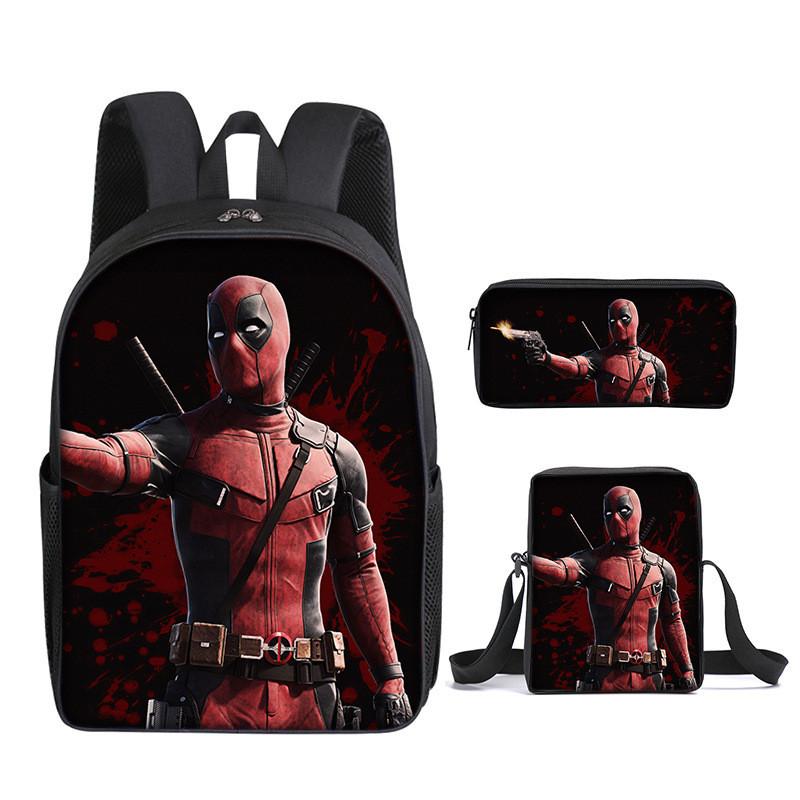 Deadpool 3pcs Student School Bag Backpack Lunch Bags Pencil Case Gifts Kids