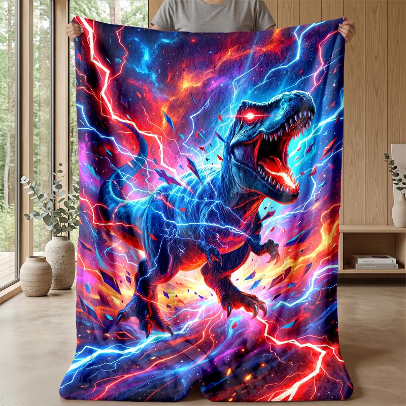 Electric Dinosaur Storm 1 Theme Blanket Lightweight Warm Flannel Blanket Decorative Throw Blanket for Home Decoration