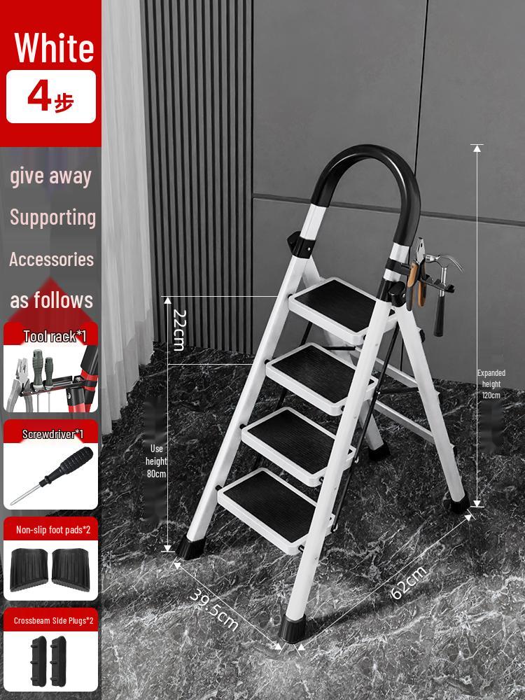 Compact Folding Multi-Functional Telescopic 4-Step A-Frame Ladder