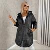 Women S Hooded Quilted Cotton Coat Loose Fit Zipper Pocket Casual Jacket
