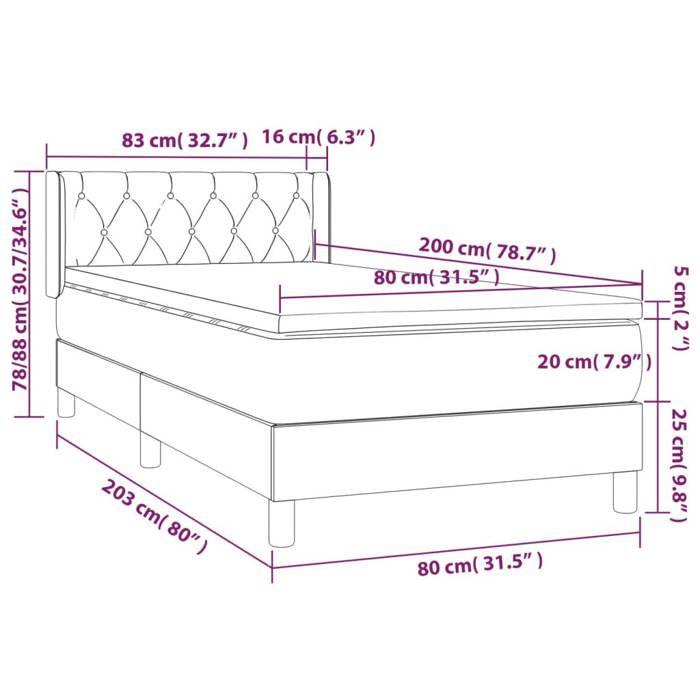 3130471 vidaXL Divan-lit À Sommier Tapissier Avec Matelas Bleu 80x200 Cm Tissu