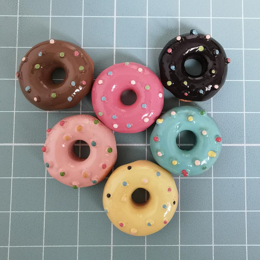 100Pcs Assorted Colorful Chocolate Donut Flatback Resin Cabochons for Mobile Phone Scrapbooking Doll House Holiday Party Decor