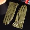 Women's Ladies Elegant Real Leather Wool Lining Winter Goat Skin Classical Touch Screen Casual Riding Warm Short Gloves