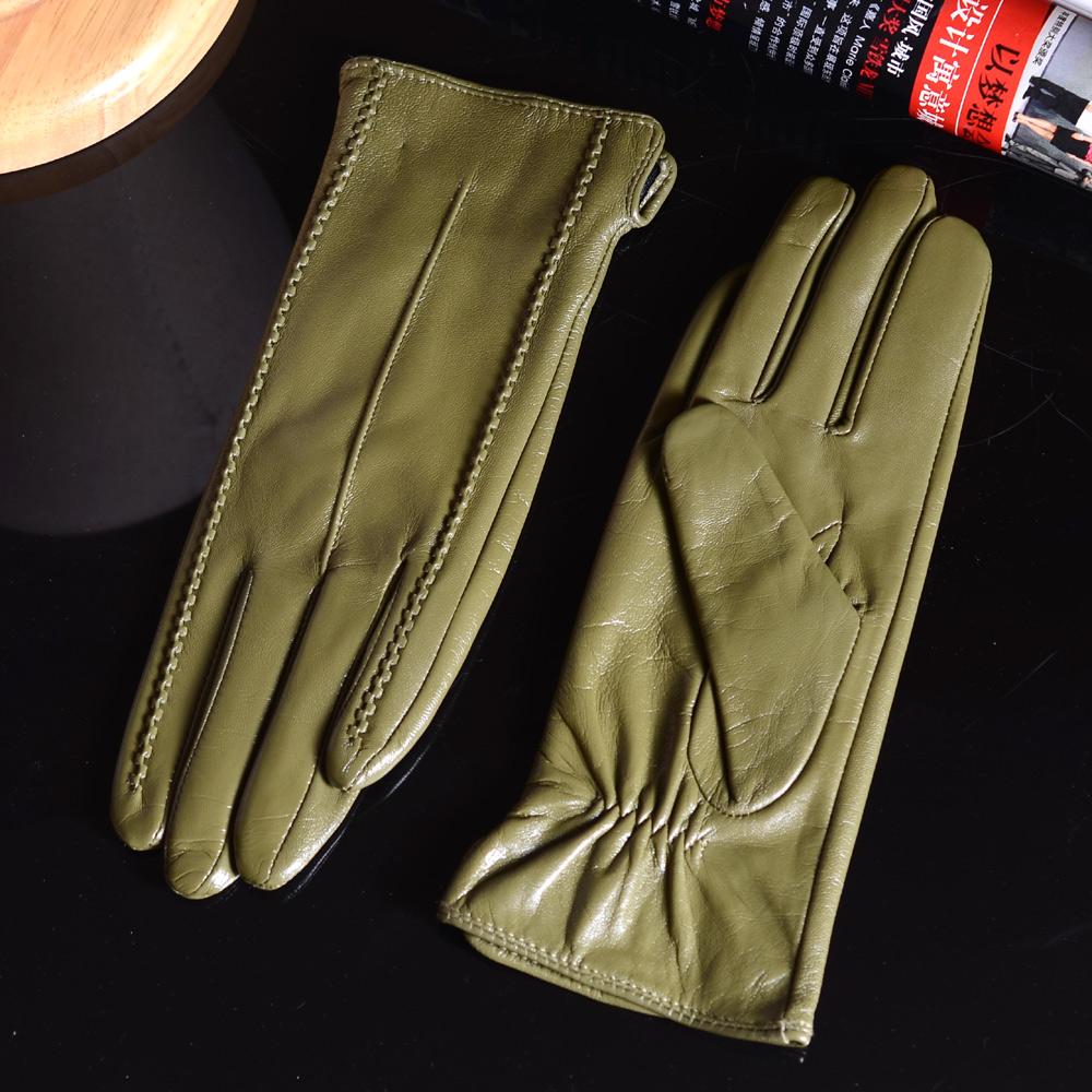 Women's Ladies Elegant Real Leather Wool Lining Winter Goat Skin Classical Touch Screen Casual Riding Warm Short Gloves