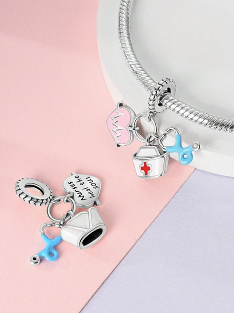 Charms Plata Pink Clothes Scissors Beads Copper Plated Fit Charms Copperoriginal Bracelet For Jewelry Making Diy Charm