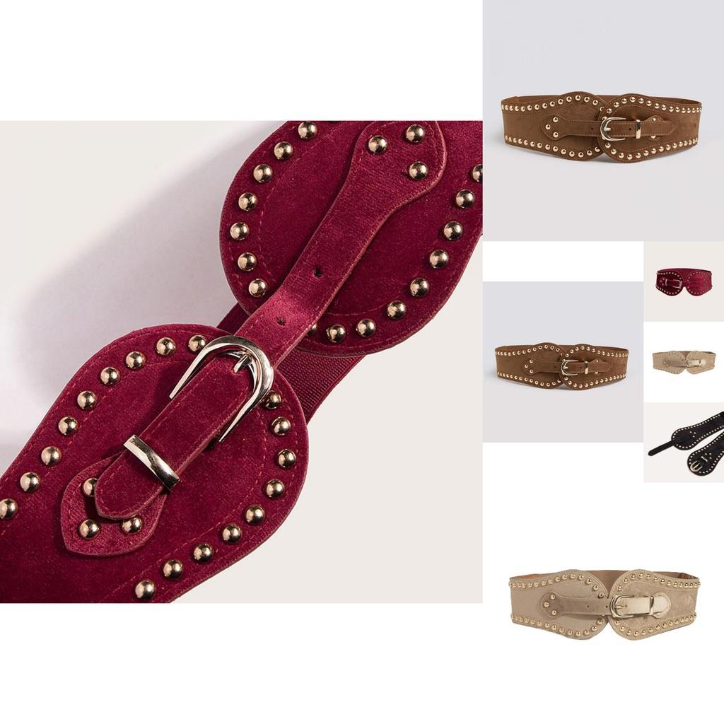 Waist Belt For Women Faux Leather With Studded Design Adjustable Wide Corset Style Fashion Accessory