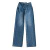 Women's Retro High-Waisted Wide-Leg Denim Pants - Washed, Loose, Floor-Length, Casual Designer Style
