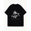 Vit överdimensionerad t-shirt med blommigt rostryck och texten 'Never Ends' för vardagsbruk