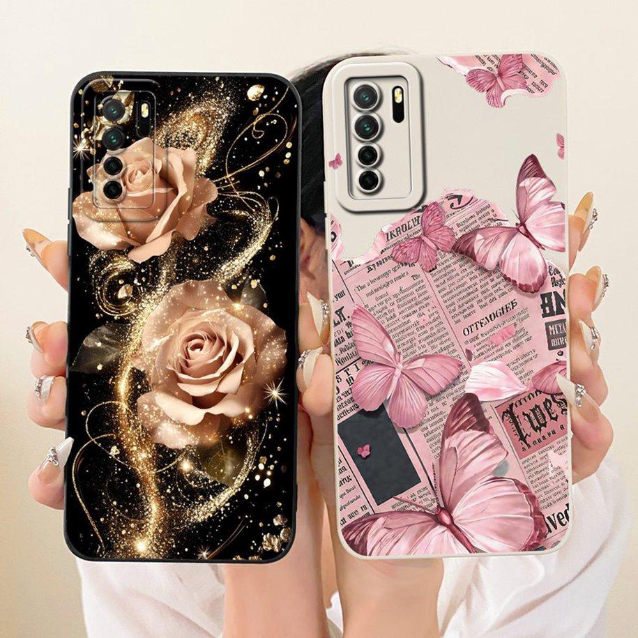 For Huawei Nova 7 SE Case P40 Lite 5G Cover CDY-NX9B CDL-AN50 Shockproof Silicone Fashion Flower Soft Shell For Honor 30S Bumper
