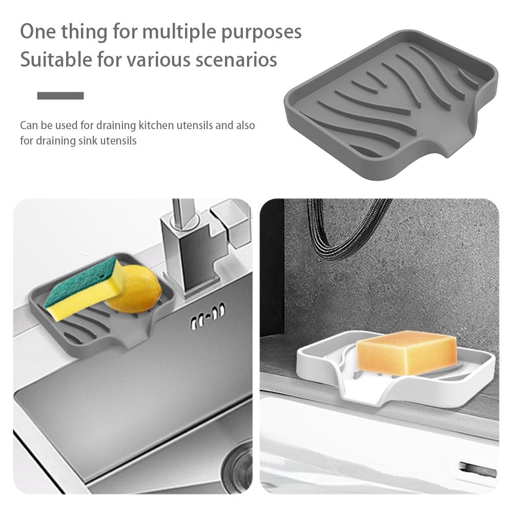 1PCS Silicone Drain Soap Dish Portable Self Draining Soap Box Kitchen Anti-slip Sink Soap Tray Sponge Drain Bathroom Soap Holder