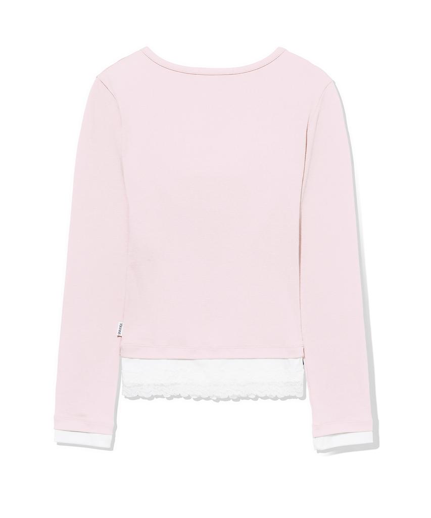 YOUHEE Lace Layered Long Sleeve_Pink
