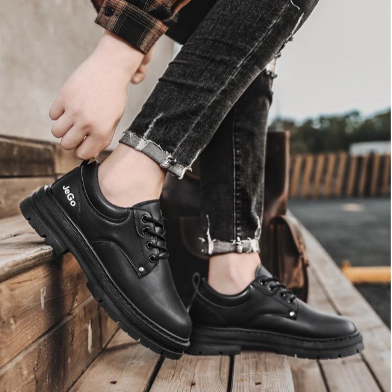 Fashion Shoes for Mens Retro Tooling Shoes British Platform Wide Round-Toe Derby Shoe Low-Top Fad Casual Men's Shoes Zapatillas Comodas