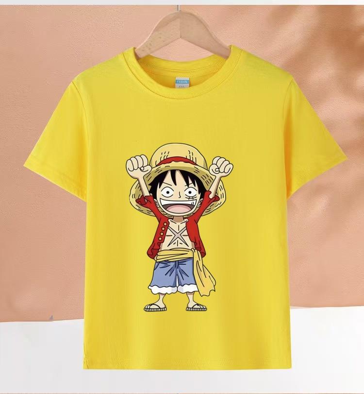 One Piece Luffy Kids Cotton TShirt Adult Boys Girls Family Matching Casual Tee Cute Anime Monkey D Luffy Print Summer Tops