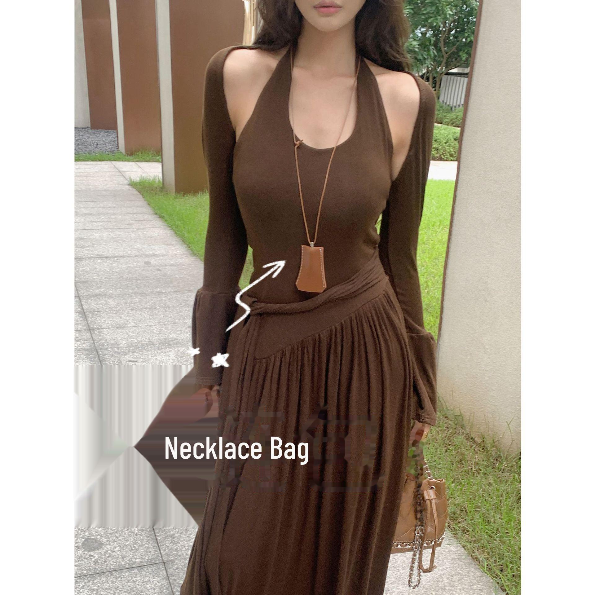 Кожаное ожерелье-брелок с подвеской и цепочкой для очков